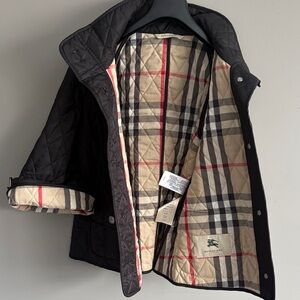 Burberry Black Quilted Jacket with Signature Vintage Check Lining